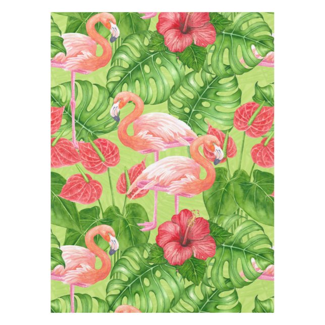 Nappe Flamant rose et plantes tropicaux (Devant)