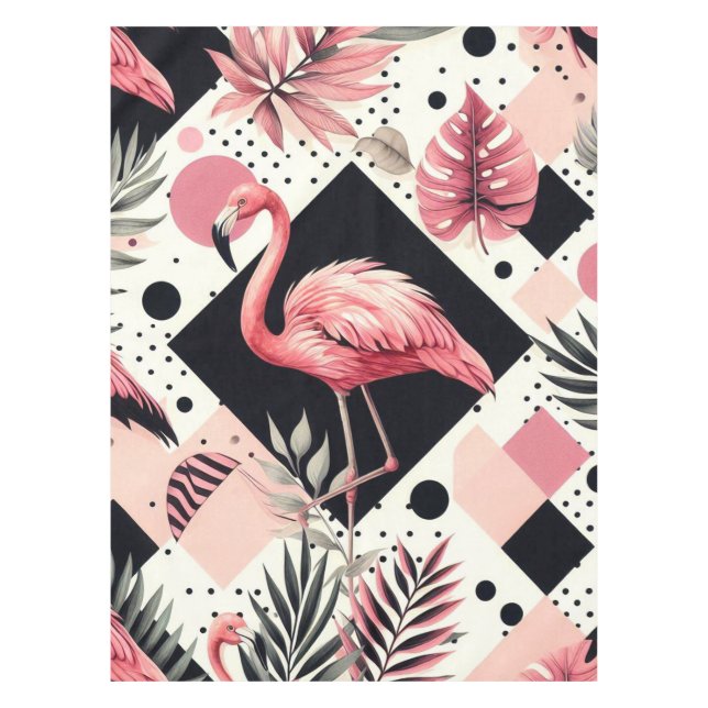 Nappe Flamant rose mignon géométrique (Devant)