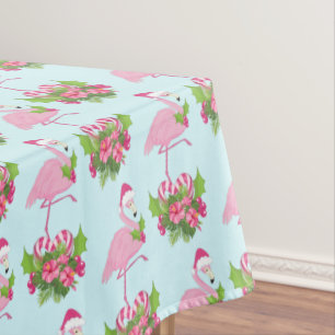 Nappe Flamant rose rose en Santa Hat avec Sucre de canne