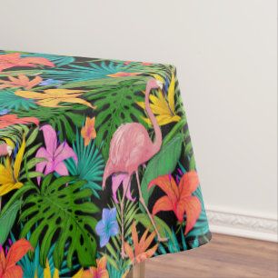 Nappe Flamant rose rose exotique Fleurs tropicales