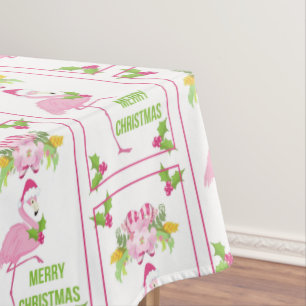 Nappe Flamant rose rose Sucres de canne Santa Hat et Hol