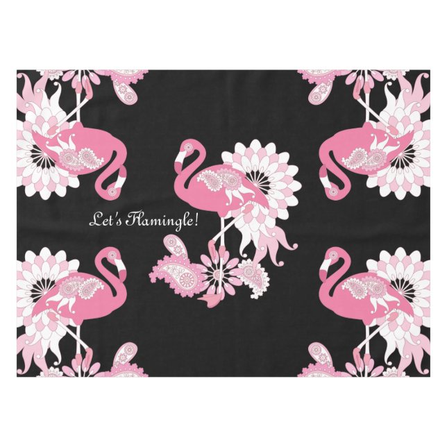 Nappe Flamingo Rose Noir Moderne Fantaisiste (Devant (Horizontal))