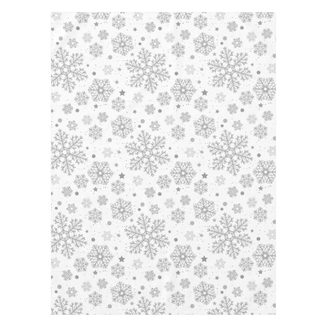 Nappe Flammes de neige en argent sur blanc (Devant)