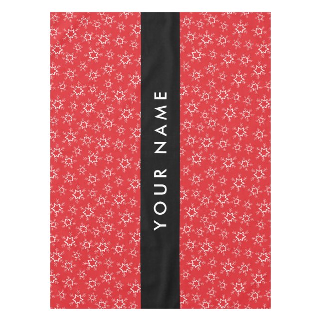 Nappe Flammes de neige rouges et blanches, Votre nom, Pe (Devant)