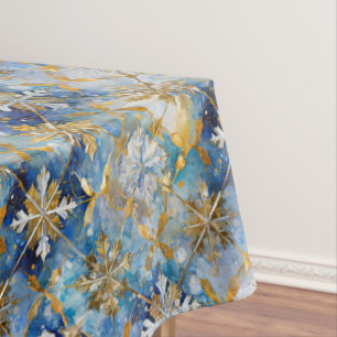 Nappe Flèches de Noël Bleu Or Blanc