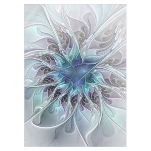 Nappe Fleur Abstraite Fractale Moderne Avec Bleu