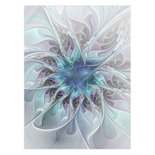 Nappe Fleur Abstraite Fractale Moderne Avec Bleu
