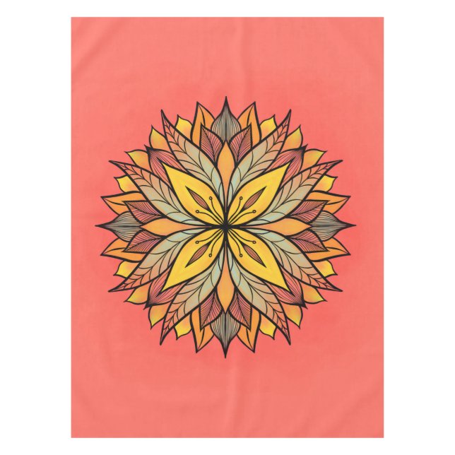 Nappe Fleur colorée Mandala Fun Kaleidoscopique Abstrait (Devant)