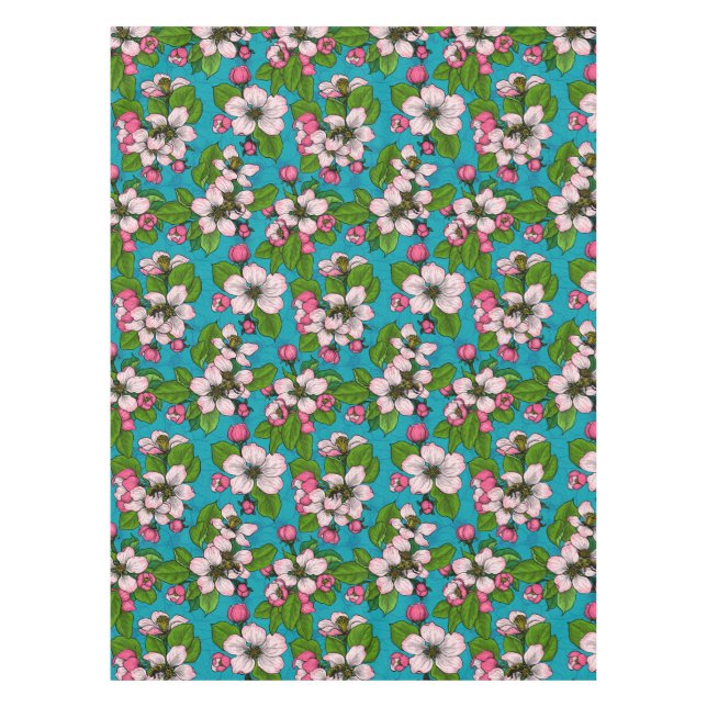 Nappe Fleur d'Apple sur le turquoise (Devant)