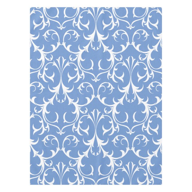 Nappe Fleur de Cornouailles Bleu & Blanc Damas Floral (Devant)