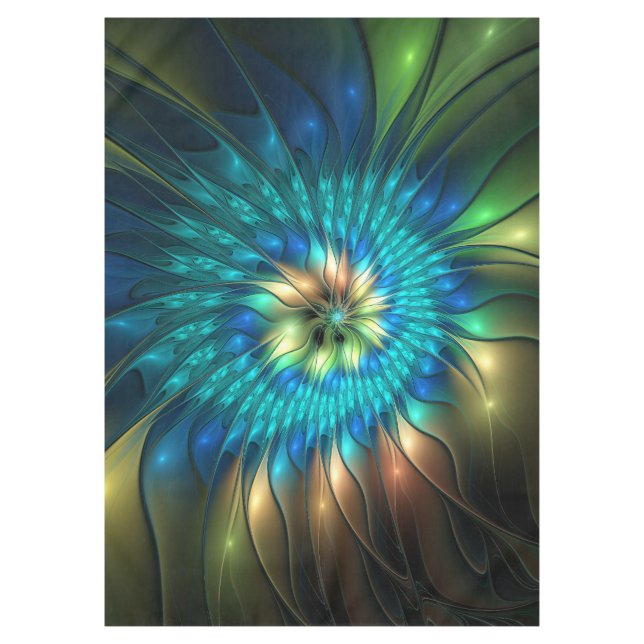 Nappe Fleur de fantaisie lumineuse, fractale abstraite c (Devant)