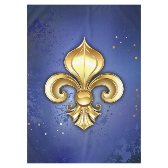 Nappe Fleur de lis dorée sur fond bleu (Devant)