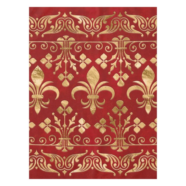 Nappe Fleur de lis ornement Luxe Rouge (Devant)