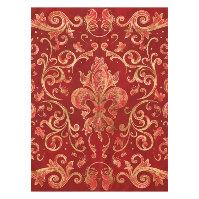 Nappe Fleur de lis ornement Luxe Rouge (Devant)