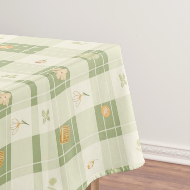 Nappe Fleur de Pâques Jaune Vert Plaid Motif (In Situ)