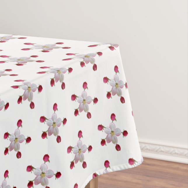 Nappe Fleur de pommier rose et blanche sur fond blanc (In Situ)