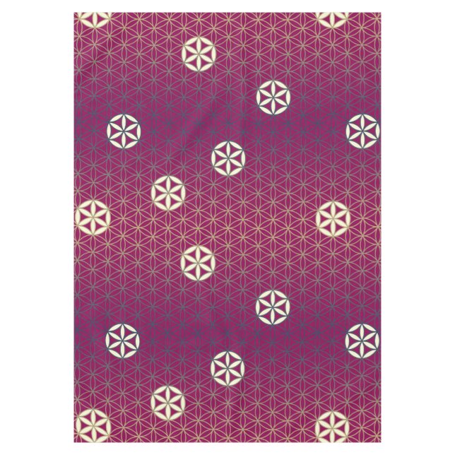 Nappe Fleur de vie - motif sans soudure - beige bleu (Devant)