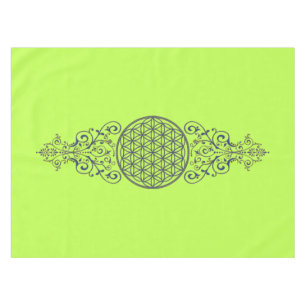 Nappe Fleur de vie - Ornements Vintages or bleu