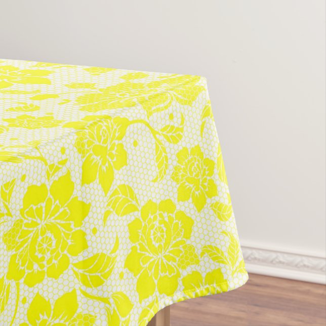 Nappe Fleur jaune blanc fleur de miel peigne de coton (In Situ)
