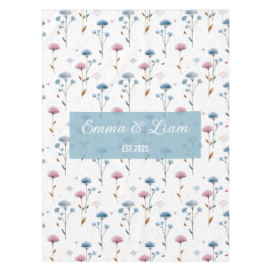 Nappe Fleur personnalisée minimale bleue et rose vintage