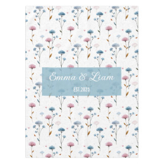 Nappe Fleur personnalisée minimale bleue et rose vintage