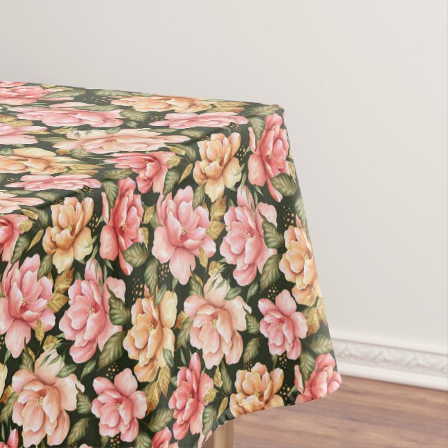 Nappe Fleur rose et jaune. Motif romantique (In Situ)