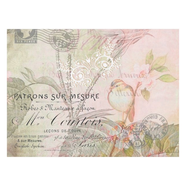 Nappe fleur rose vintage (Devant (Horizontal))
