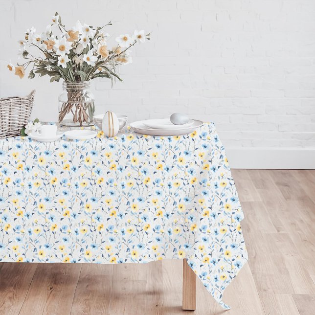 Nappe Fleur sauvage aquarelle bleu jaune  (Créateur téléchargé)