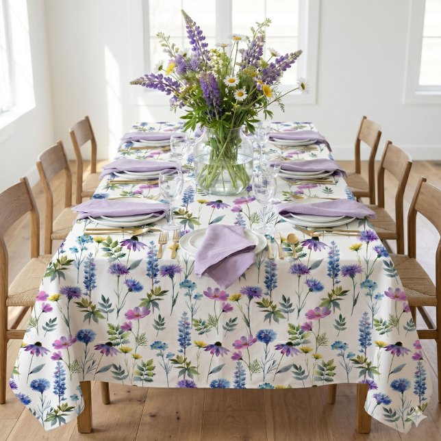 Nappe Fleur sauvage aquarelle bleu violet (Créateur téléchargé)