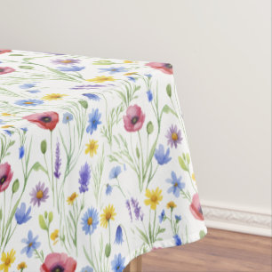 Nappe Fleur Sauvage Aquarelle Bleu Violet Rouge