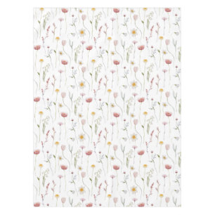 Nappe Fleur sauvage aquarelle rose poussiéreux