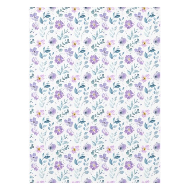 Nappe Fleur sauvage aquarelle verte violette (Devant)