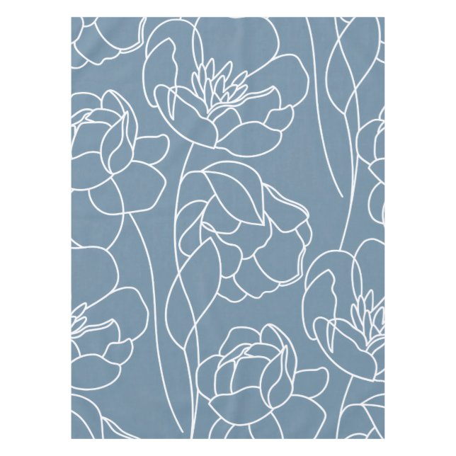 Nappe Fleur sauvage moderne bleu blanc (Devant)