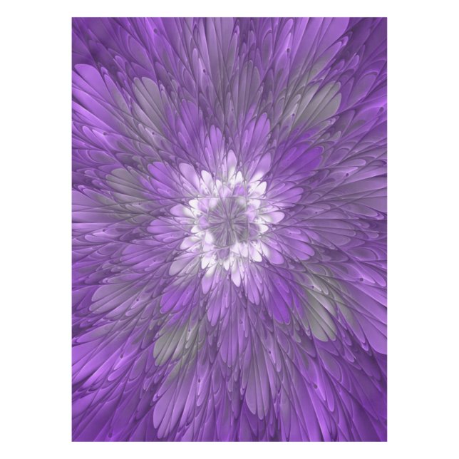Nappe Fleur Violette Psychedelique Art Fractal Abstrait (Devant)