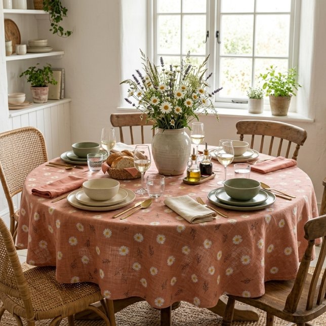 Nappe Fleurie Moderne en Terracotta à Motif de Mar (Créateur téléchargé)