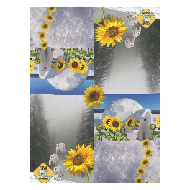 Nappe Fleurie Ours Polaire Tournesol (Devant)
