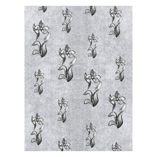 Nappe Fleurs Abstraites blanches et noires brillantes su (Devant)