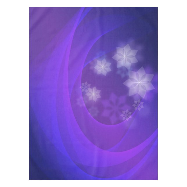 Nappe Fleurs Abstraites sur Arrière - plan Indigo plié (Devant)