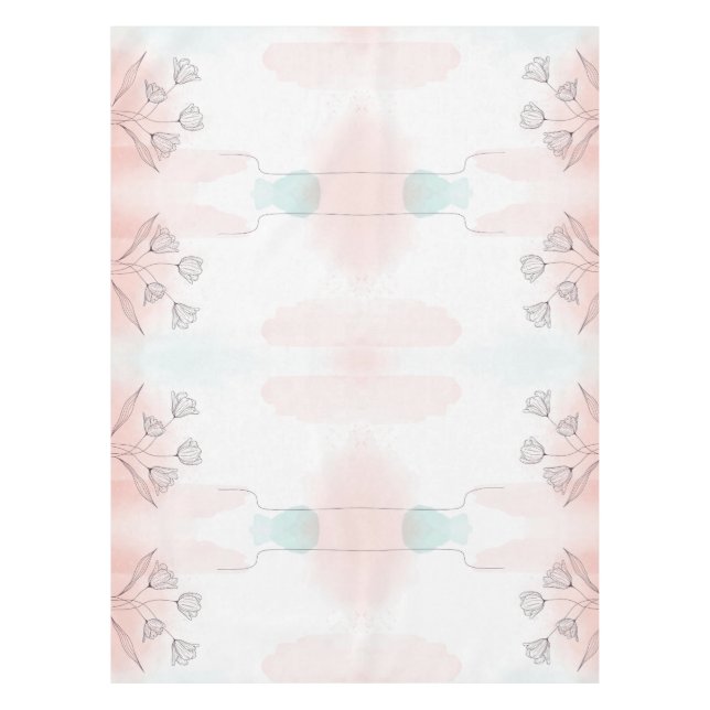 Nappe Fleurs Aquarelle Rose Romantique (Devant)
