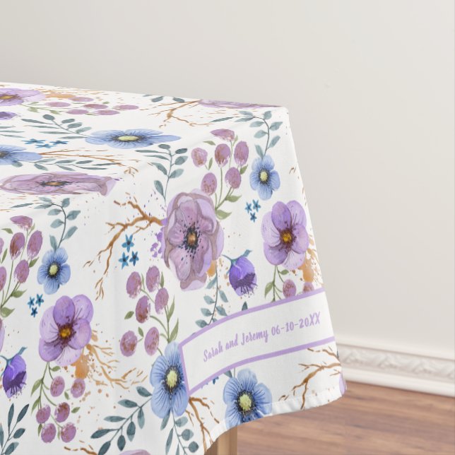 Nappe Fleurs aquarelles boho lilas et sarcelle Personnal (In Situ)