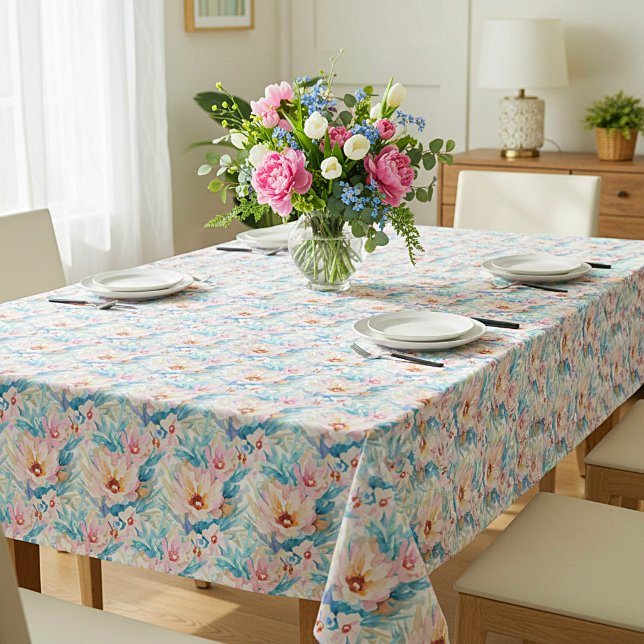 Nappe Fleurs aquarelles rose et bleu (Créateur téléchargé)