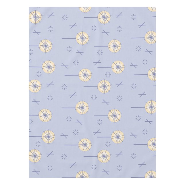 Nappe Fleurs atomiques rétro bleu jaune (Devant)