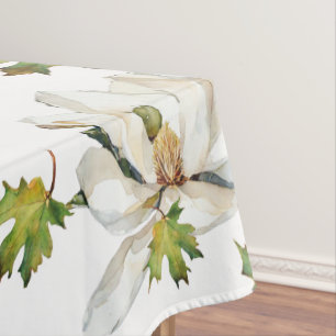 Nappe Fleurs blanches Feuilles verts