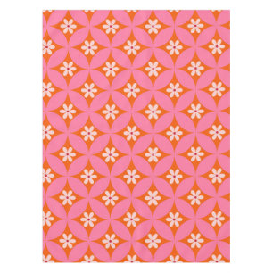 Nappe Fleurs blanches sur Motif des cercles roses du mil