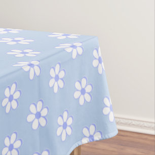 Nappe Fleurs bleues ciel modernes et blanches sur fond b