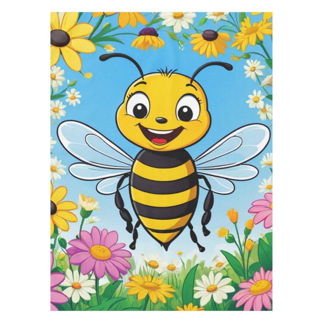Nappe Fleurs colorées d'abeille de dessin (Devant)