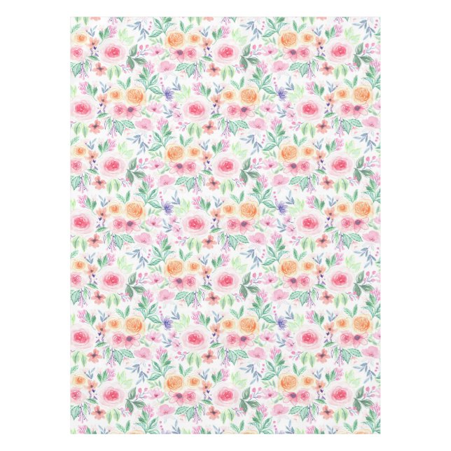 Nappe Fleurs d'aquarelle et feuilles (Devant)