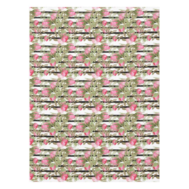 Nappe Fleurs d'aquarelle rose rose roses romes florales (Devant)