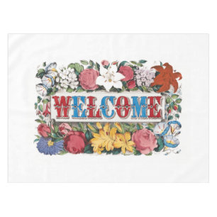 Nappe Fleurs de BIENVENUE Vintage Fête de pendaison de c