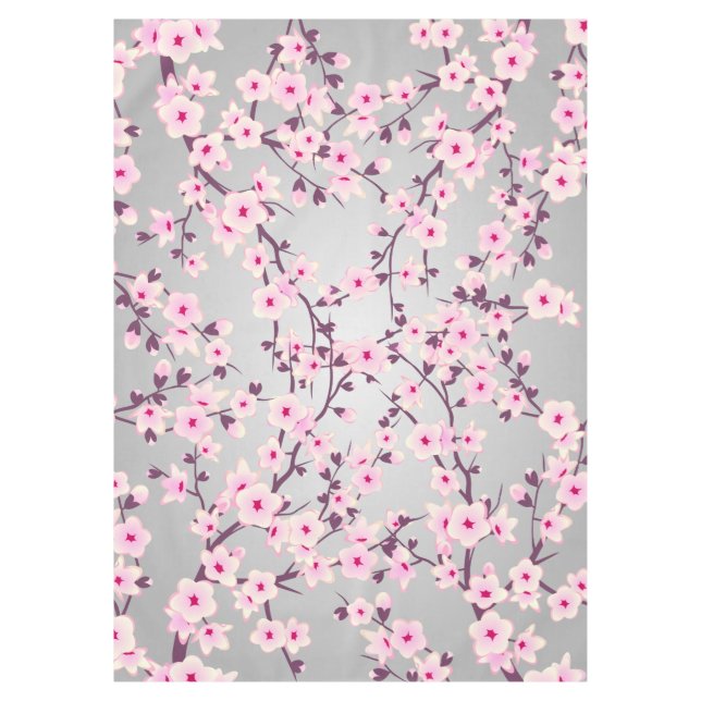 Nappe Fleurs de cerisier rose gris Asie Floral (Devant)